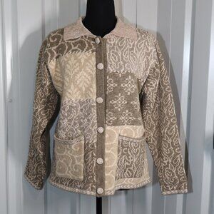 Icelandic Design Womens Wool Blend Cardigan Sweater Size Small Earthtone Button
